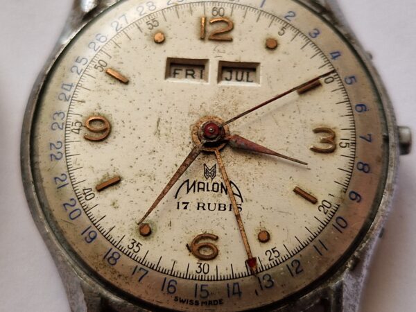Malona Vintage Triple Calendar Project Watch Stainless Steel Case