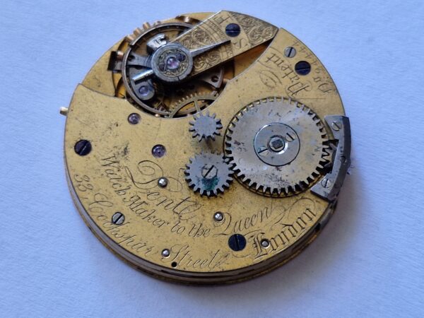 Antique Dent Pocket Watch Movement 35mm – Signed Dent Watchmaker to the Queen – Project Movement