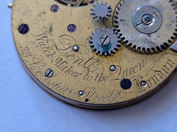 Antique Dent Pocket Watch Movement 35mm – Signed Dent Watchmaker to the Queen – Project Movement