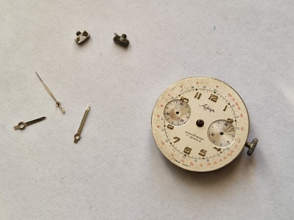 Vintage Landeron 248 Chronograph Watch Movement with Dial, Hands & Crown – Project