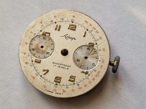 Vintage Landeron 248 Chronograph Watch Movement with Dial, Hands & Crown – Project