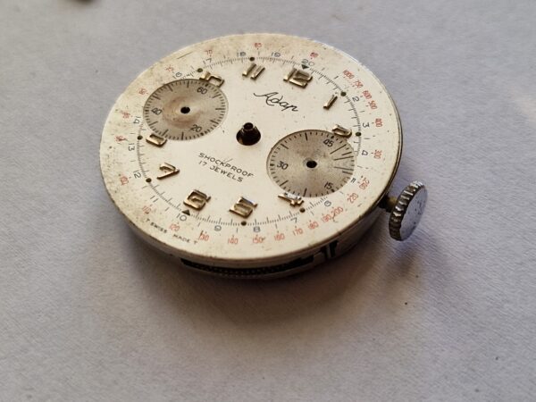 Vintage Landeron 248 Chronograph Watch Movement with Dial, Hands & Crown – Project