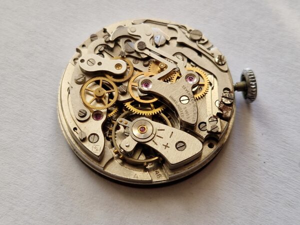 Vintage Landeron 248 Chronograph Watch Movement with Dial, Hands & Crown – Project