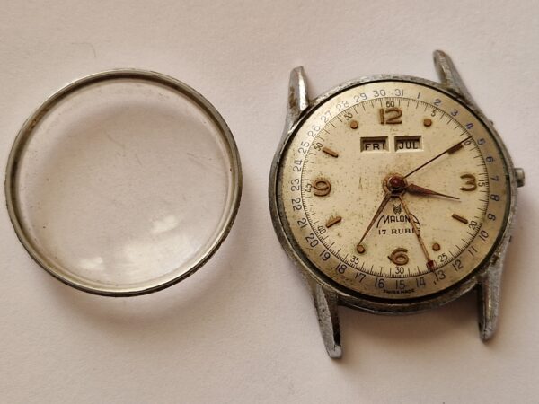 Malona Vintage Triple Calendar Project Watch Stainless Steel Case