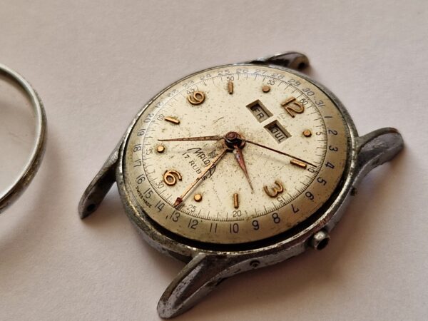 Malona Vintage Triple Calendar Project Watch Stainless Steel Case